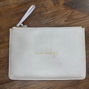 Katie Loxton London YOU ARE WONDERFUL Zipper Pouch Clutch Metallic cream gold